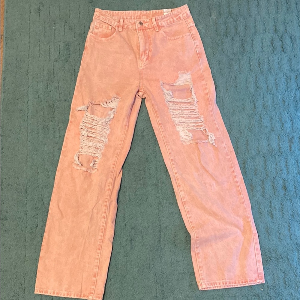 Pink Distressed Women's Jeans